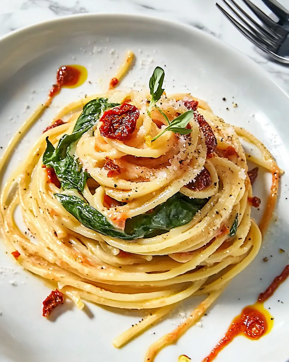 Creamy Sun-Dried Tomato & Spinach Spaghetti Delight