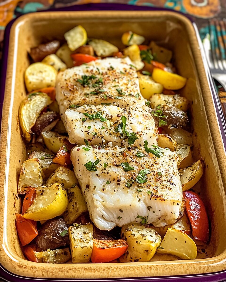 Rustic Mediterranean Baked Cod with Herbed Veggies