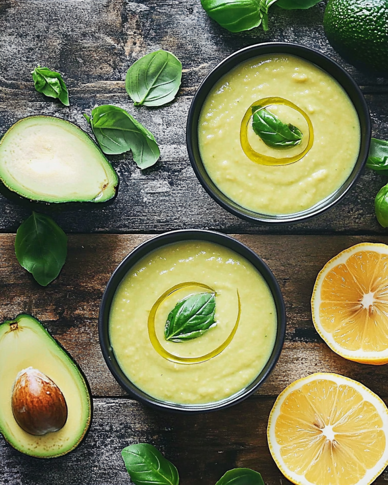 Chilled Lemon Basil Avocado Soup