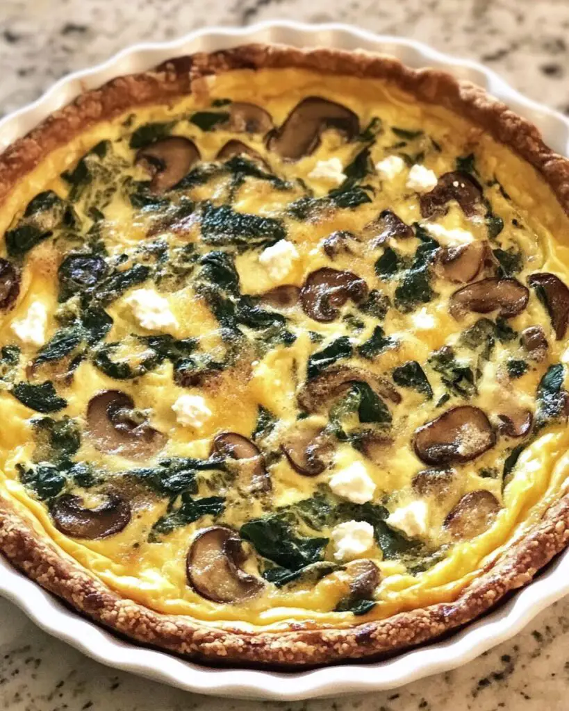 Low Carb Spinach Mushroom Feta Quiche