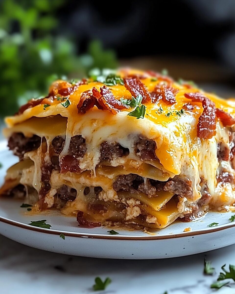 Parmesan Garlic Bacon Cheeseburger Lasagna