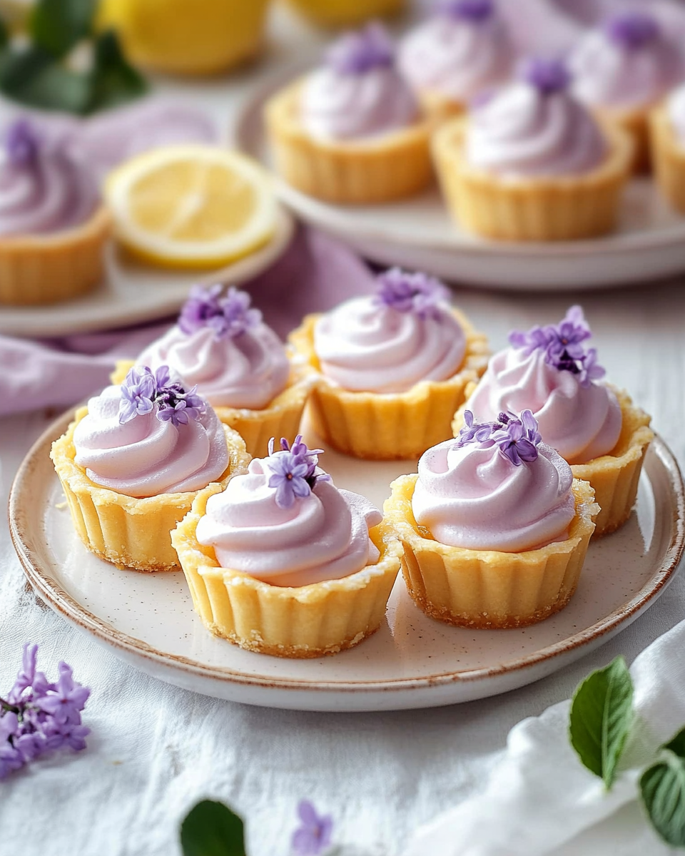 Mini Lemon Tart with Lilac Meringue