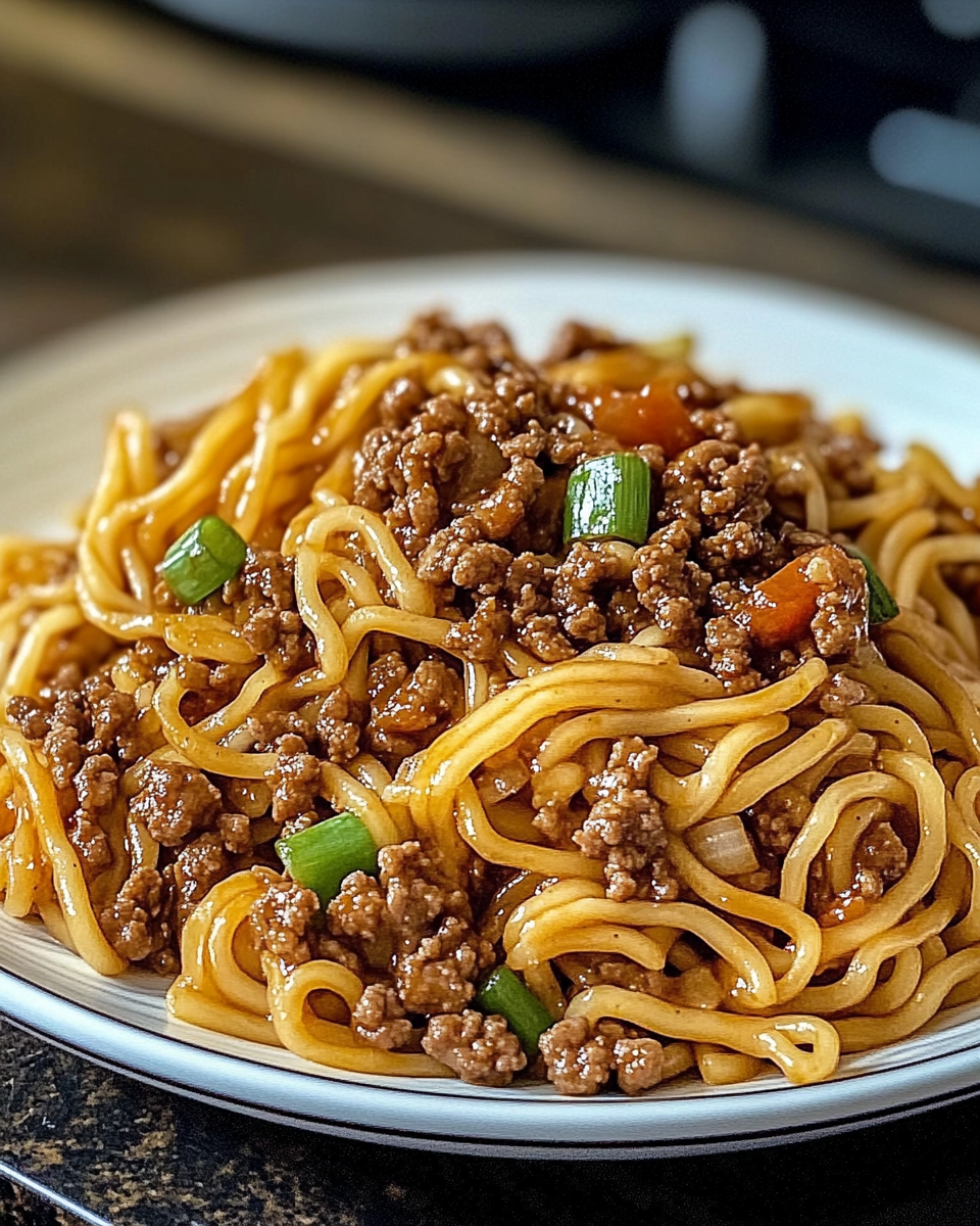 Mongolian Ground Beef Noodles