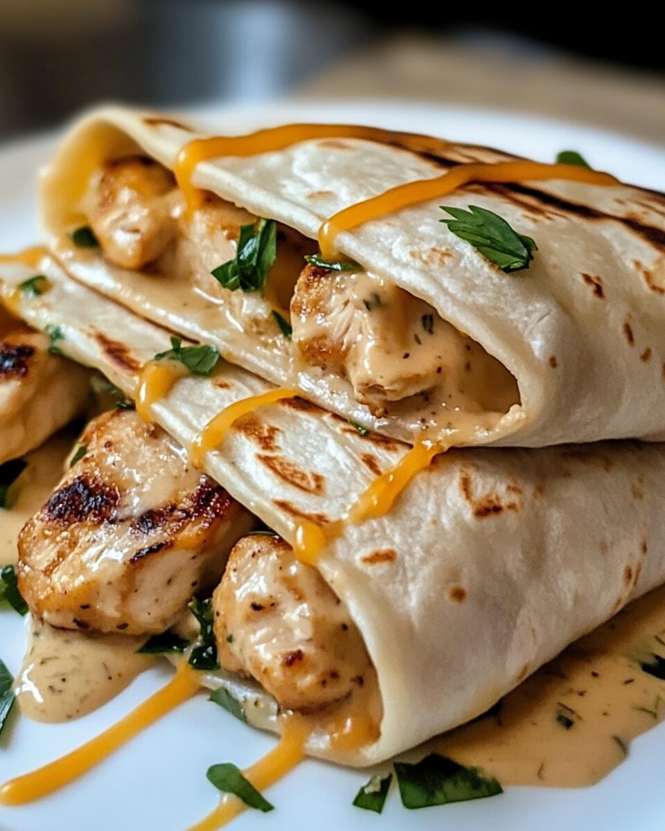 Cheesy Garlic Chicken Wraps