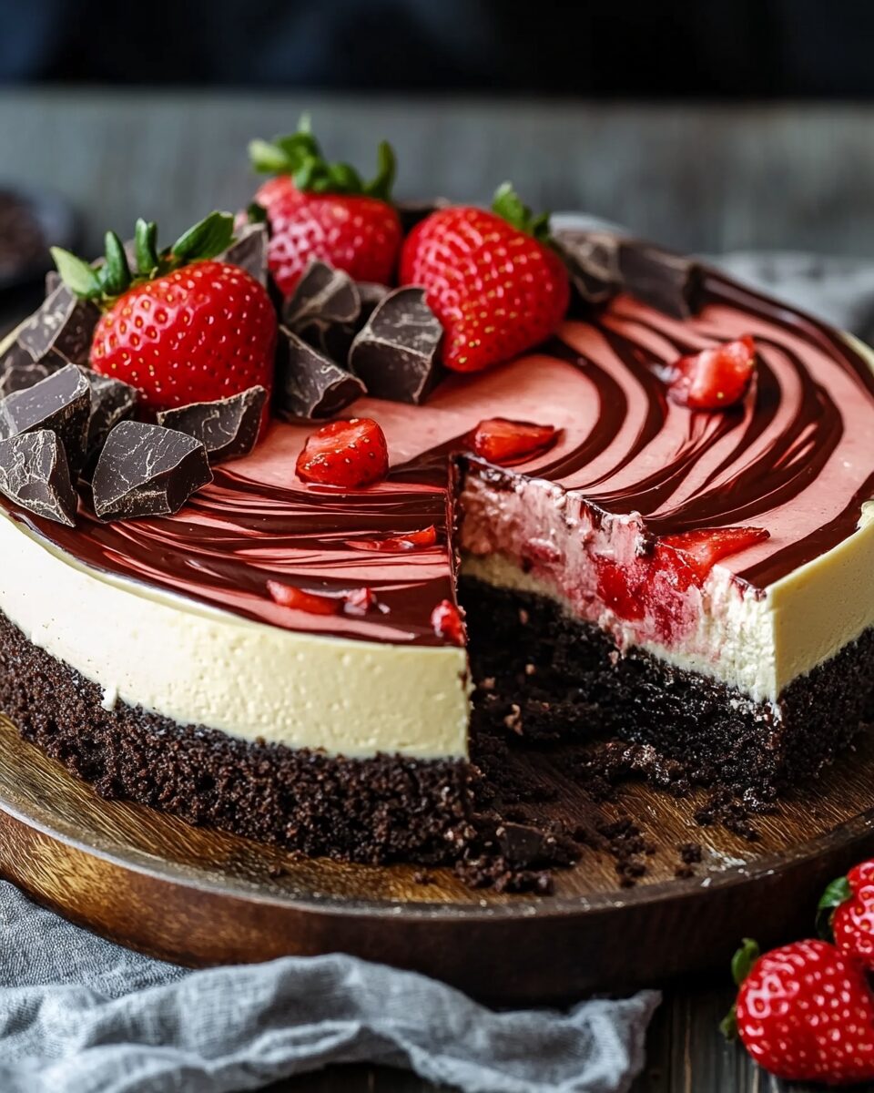 Chocolate Strawberry Swirl Cheesecake
