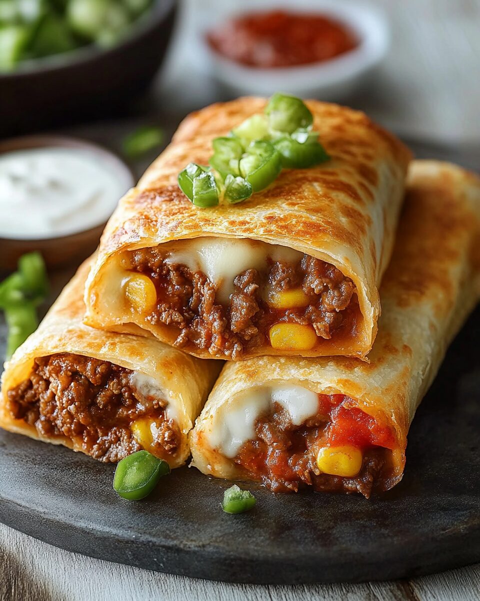 Crispy Beef and Cheese Chimichangas