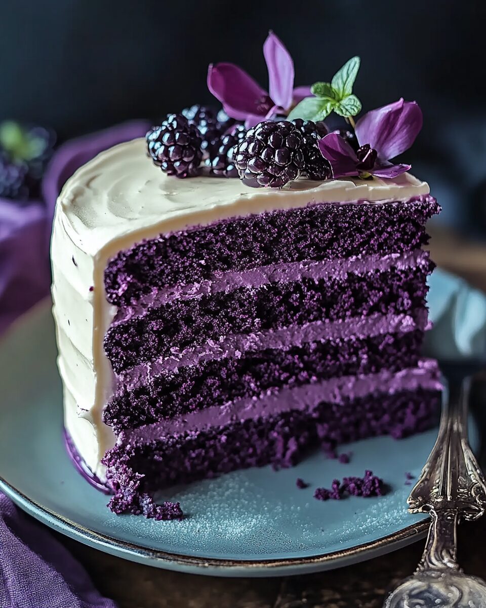Purple Velvet Cake with White Chocolate Frosting