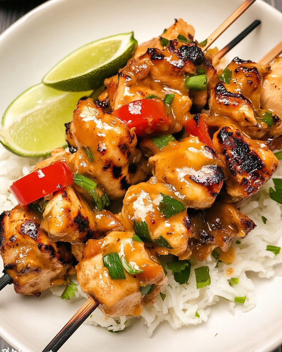 Thai Peanut Chicken Skewers