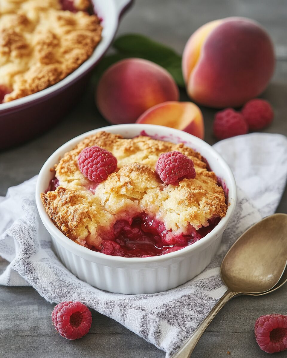 Peach Raspberry Cobbler