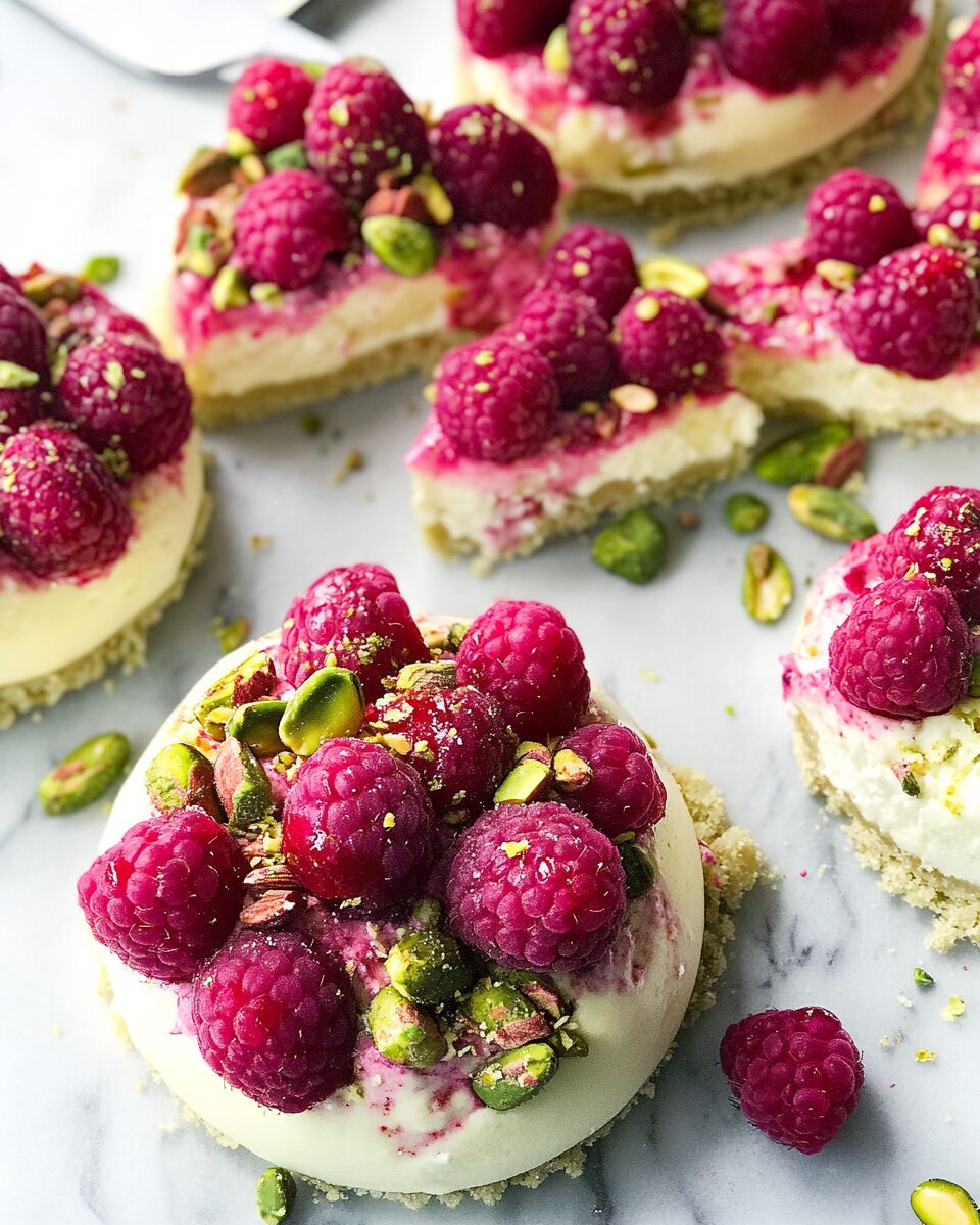 Pistachio Raspberry Cheesecake Domes