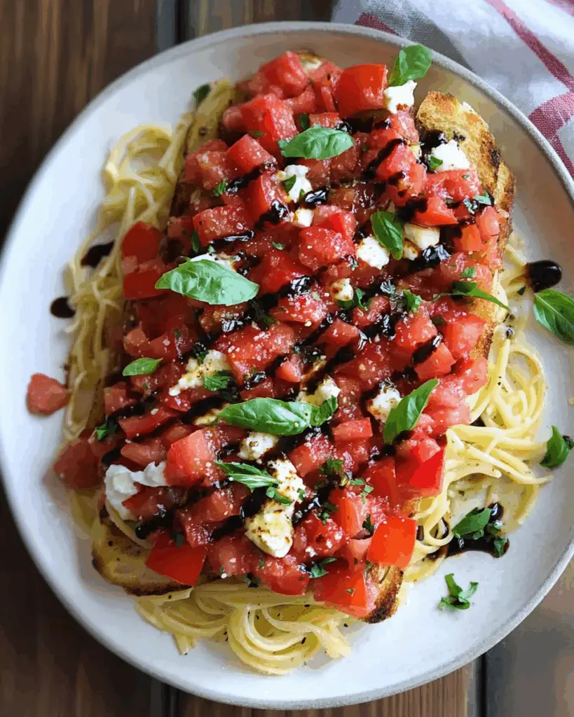 Bruschetta Pasta with Balsamic Drizzle