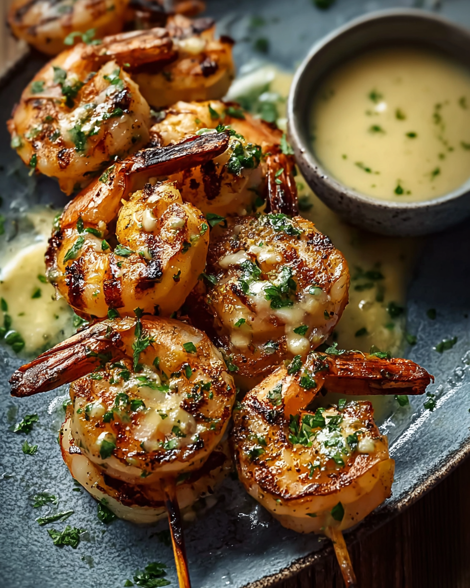 Grilled Shrimp Skewers with Garlic Butter