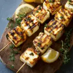 Grilled Halloumi Skewers with Lemon and Thyme