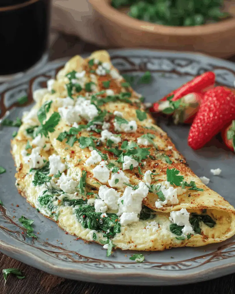 Spinach Feta Herb Egg White Omelet