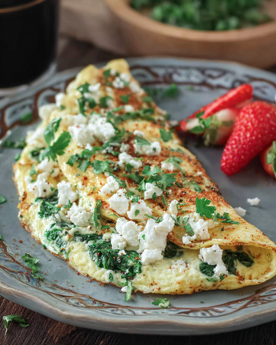 Spinach Feta Herb Egg White Omelet
