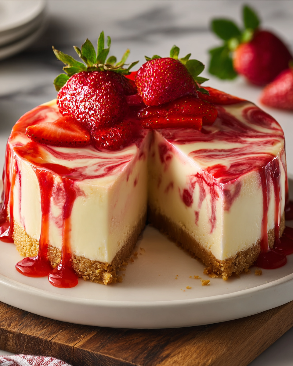 Strawberry Swirl Cheesecake