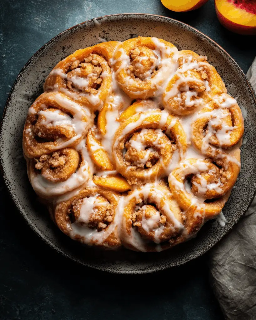 Peach Cobbler Cinnamon Rolls