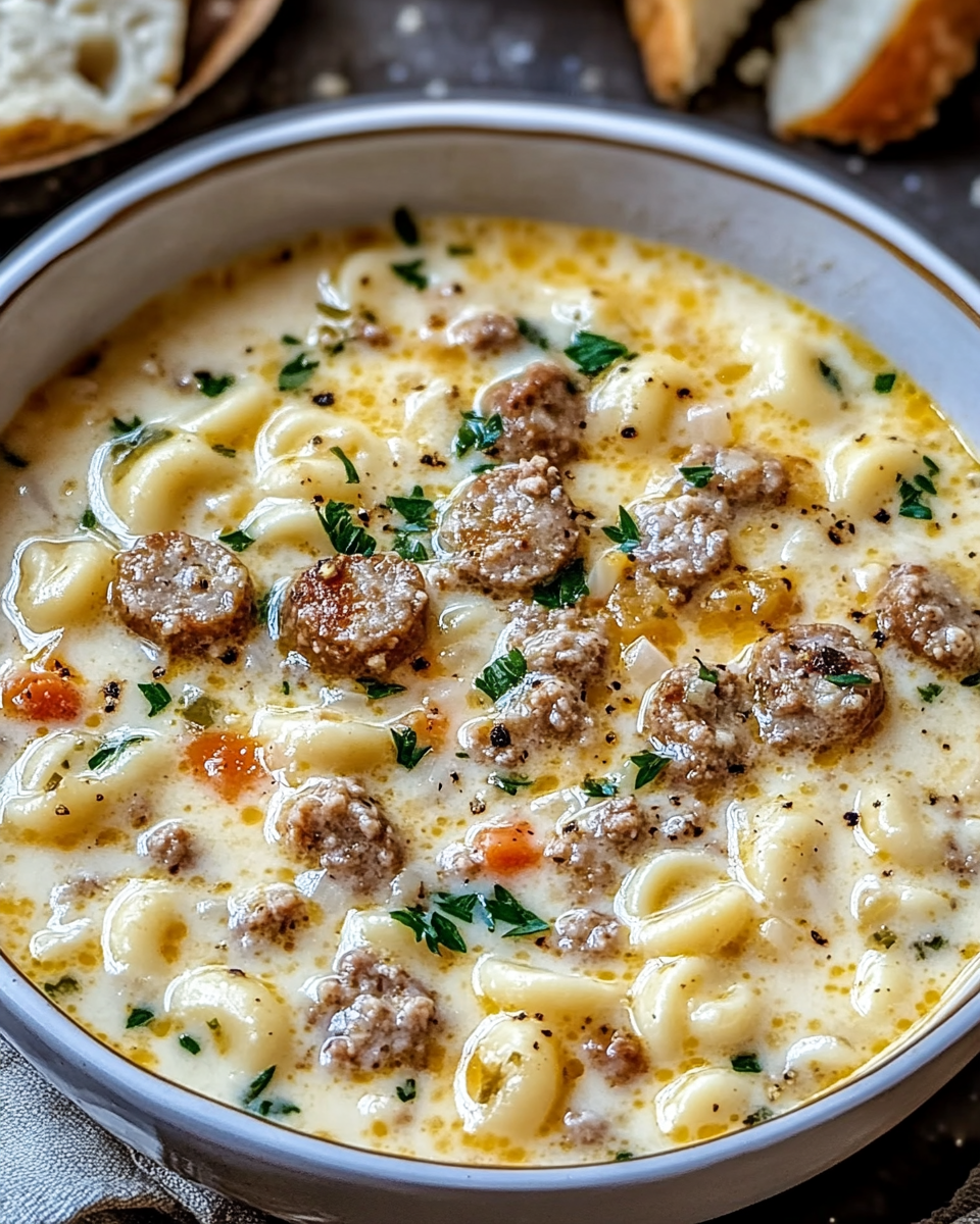 Creamy Parmesan Italian Sausage Ditalini Soup