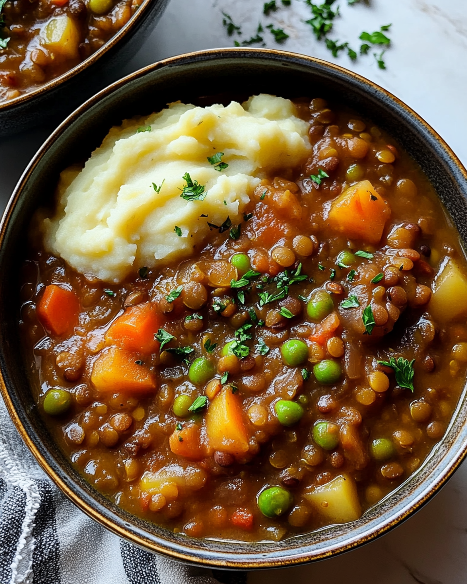 Hearty Lentil Stew with Creamy Mashed Potatoes