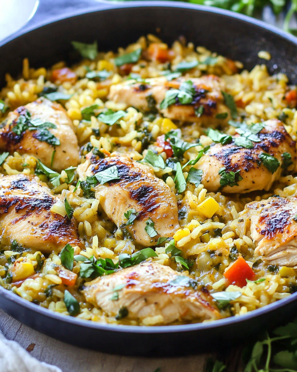 Salsa Verde Chicken Rice Skillet
