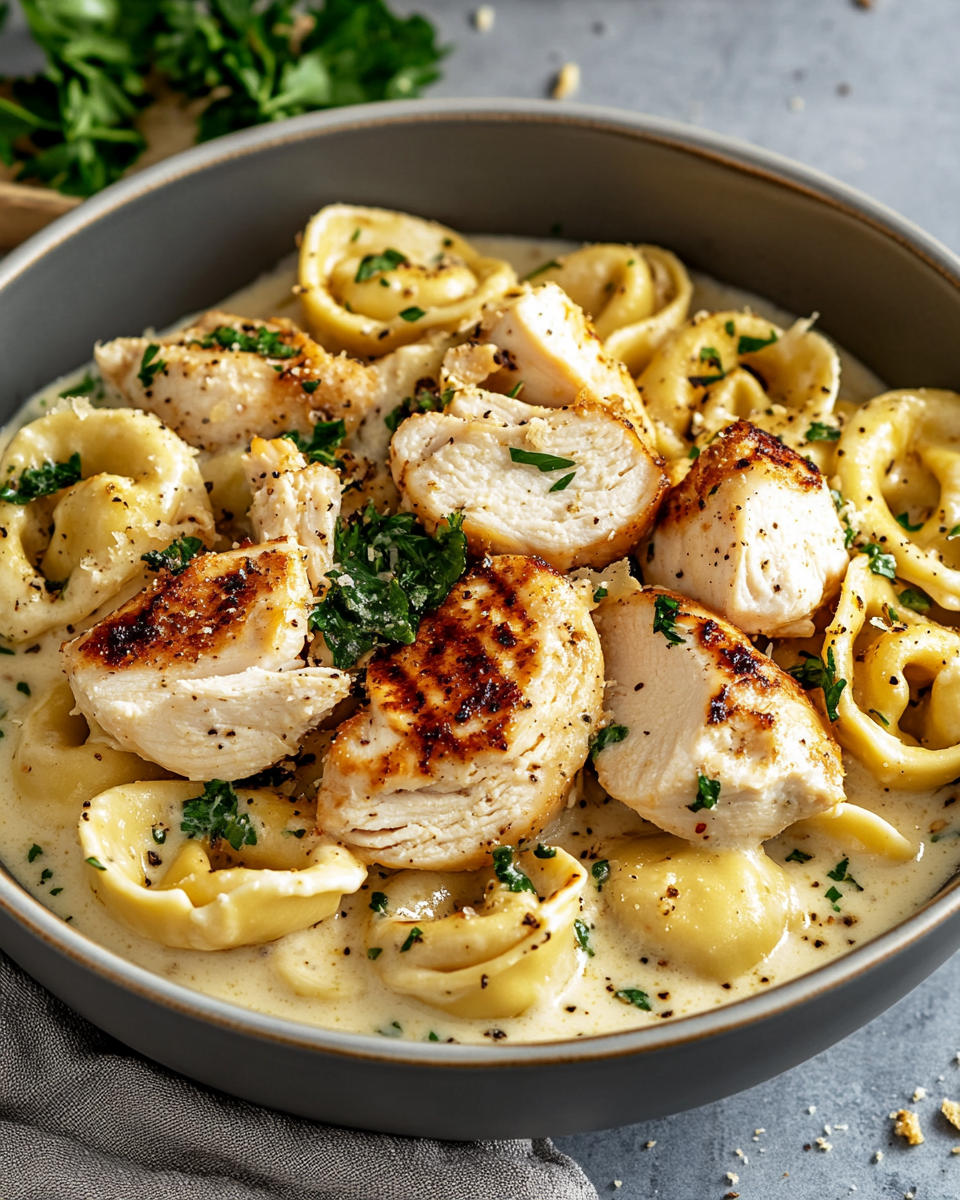 Tortellini Alfredo with Grilled Chicken