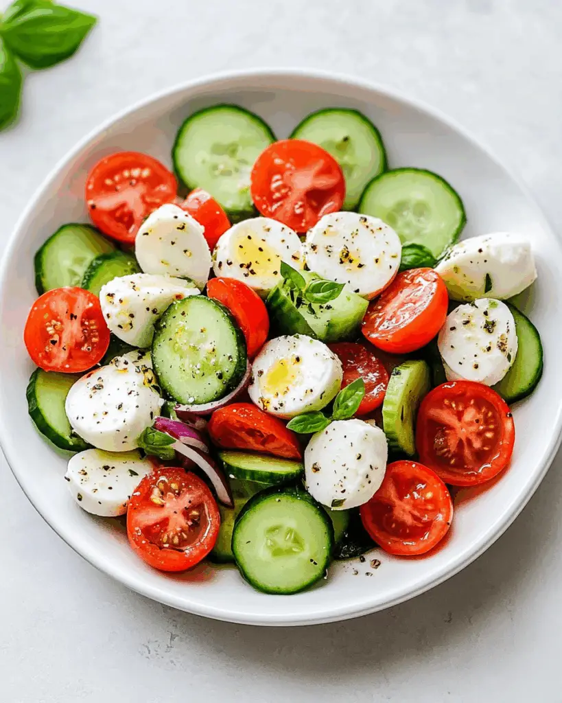 Fresh Cucumber Caprese Salad