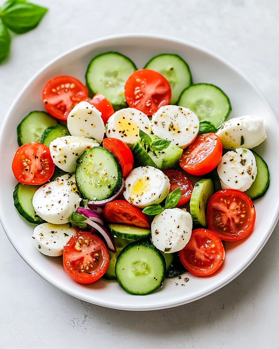 Fresh Cucumber Caprese Salad