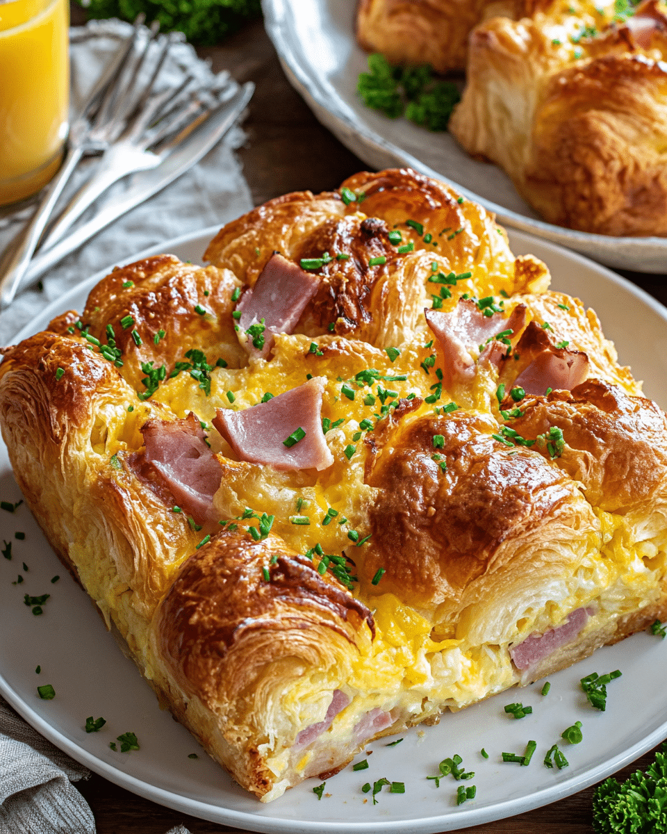 Ham and Cheese Croissant Breakfast Casserole