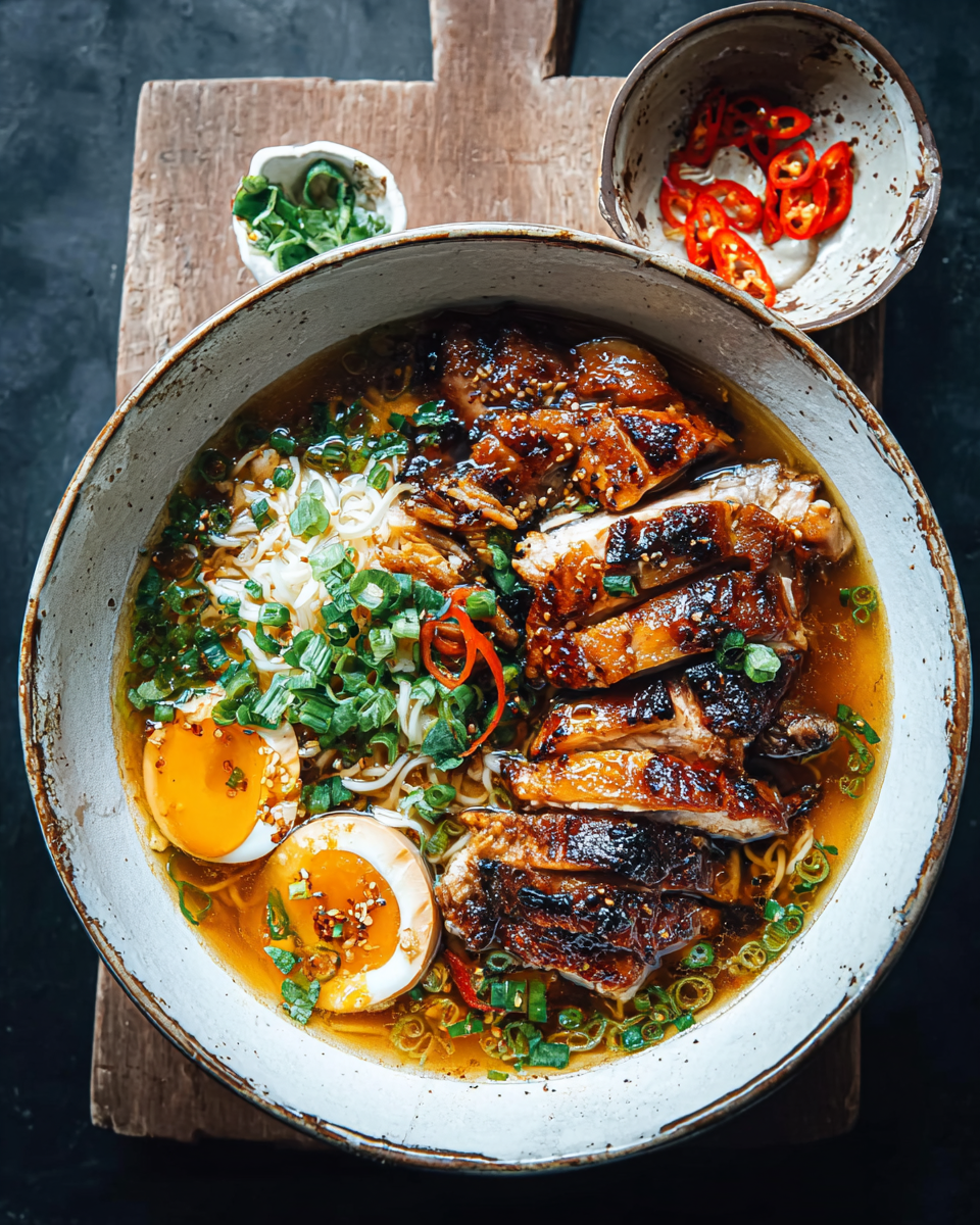 Caramelised Soy Chicken with Garlic-Ginger Broth
