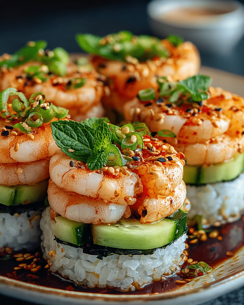 Spicy Shrimp Sushi Stacks