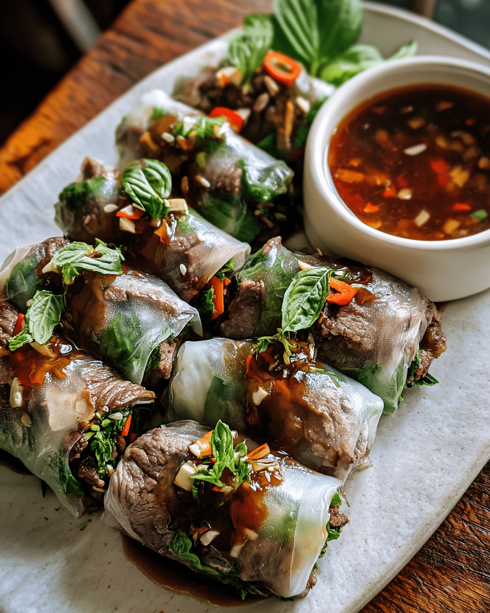 Thai Basil Beef Rolls