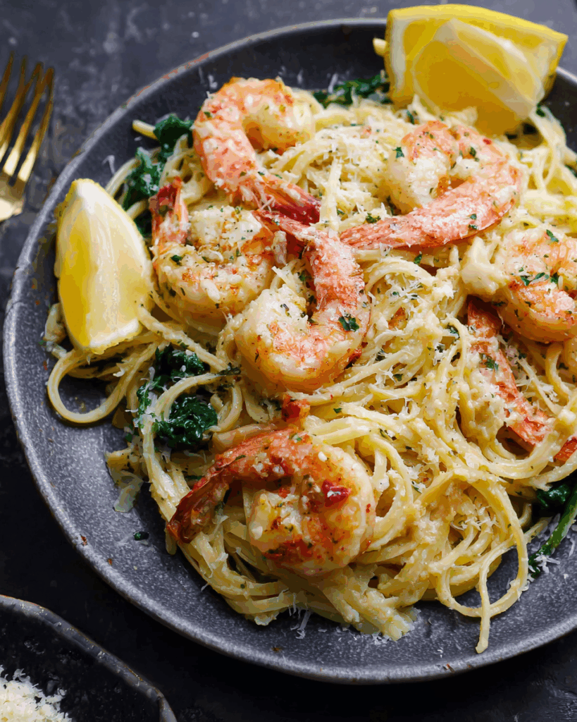 Lemon Garlic Parmesan Shrimp Pasta