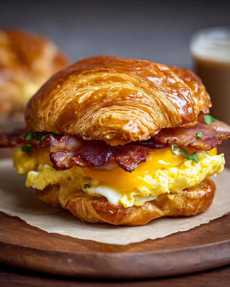 Bacon Egg Cheese Croissant Sandwich