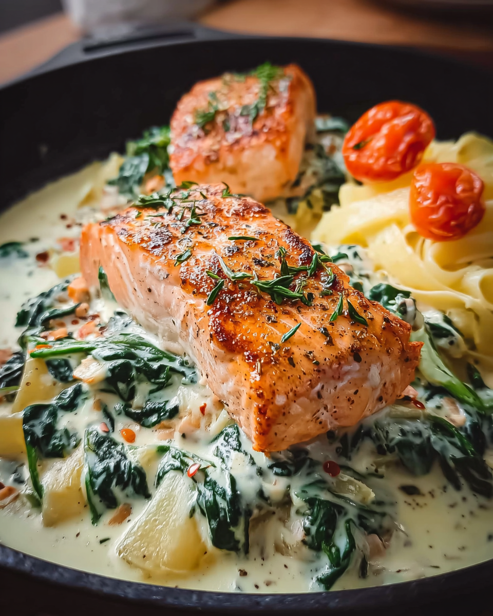 Creamy Salmon Florentine
