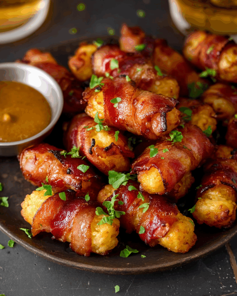 Sweet & Spicy Bacon-Wrapped Tater Tots