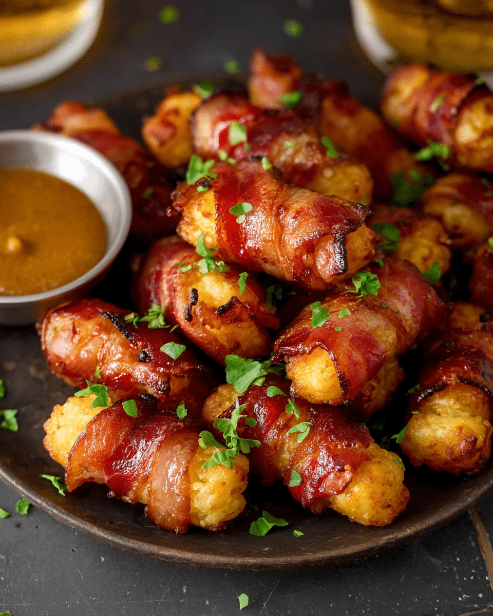 Sweet & Spicy Bacon-Wrapped Tater Tots