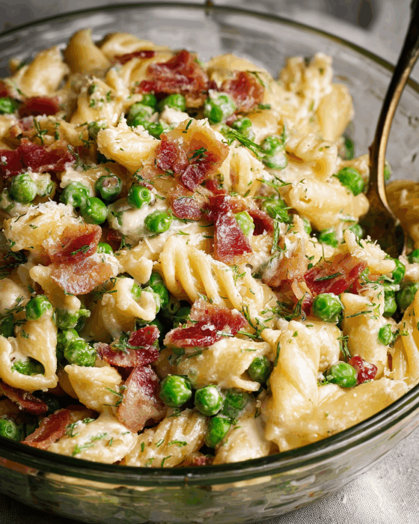 Creamy Pea and Bacon Pasta Salad