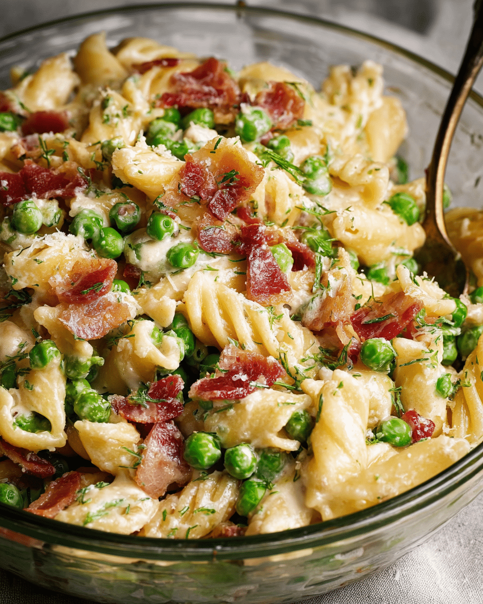 Creamy Pea and Bacon Pasta Salad