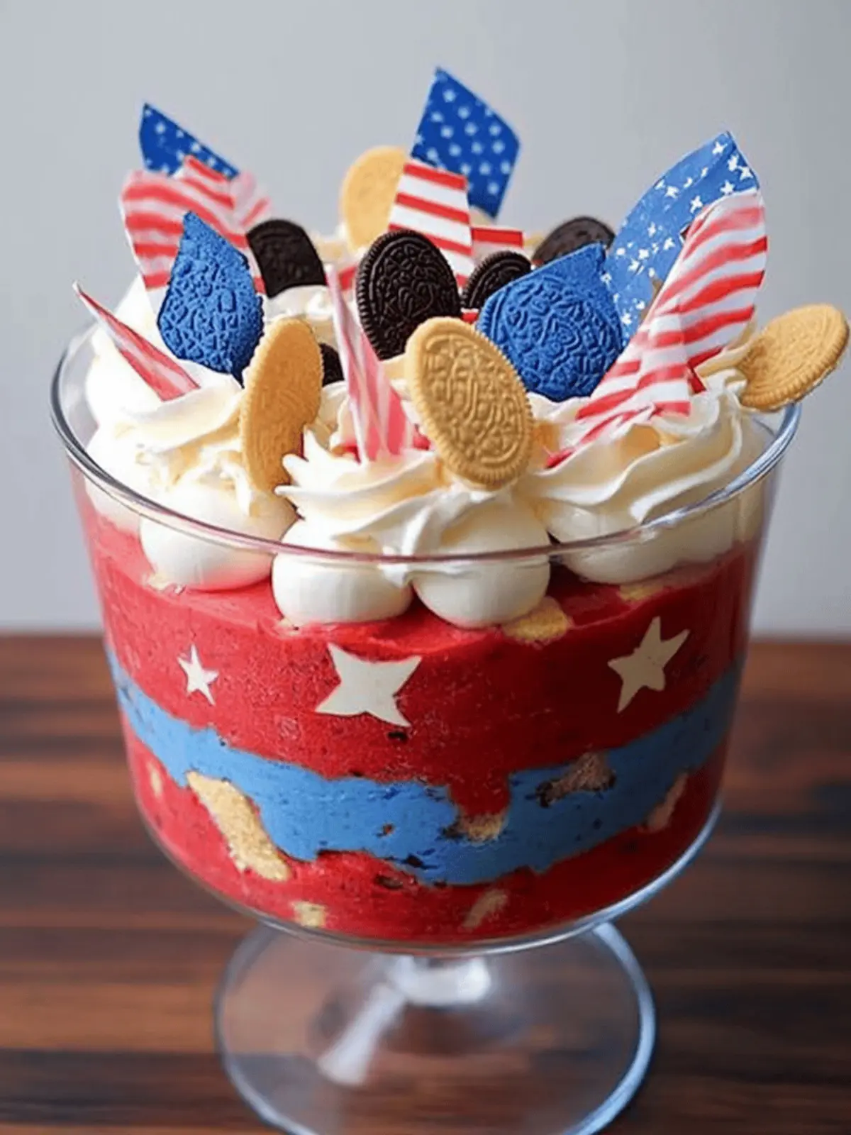 Patriotic Red White and Blue Oreo Trifle Dessert You’ll Love