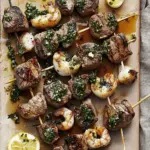 Surf and Turf Kebabs with Chimichurri Sauce