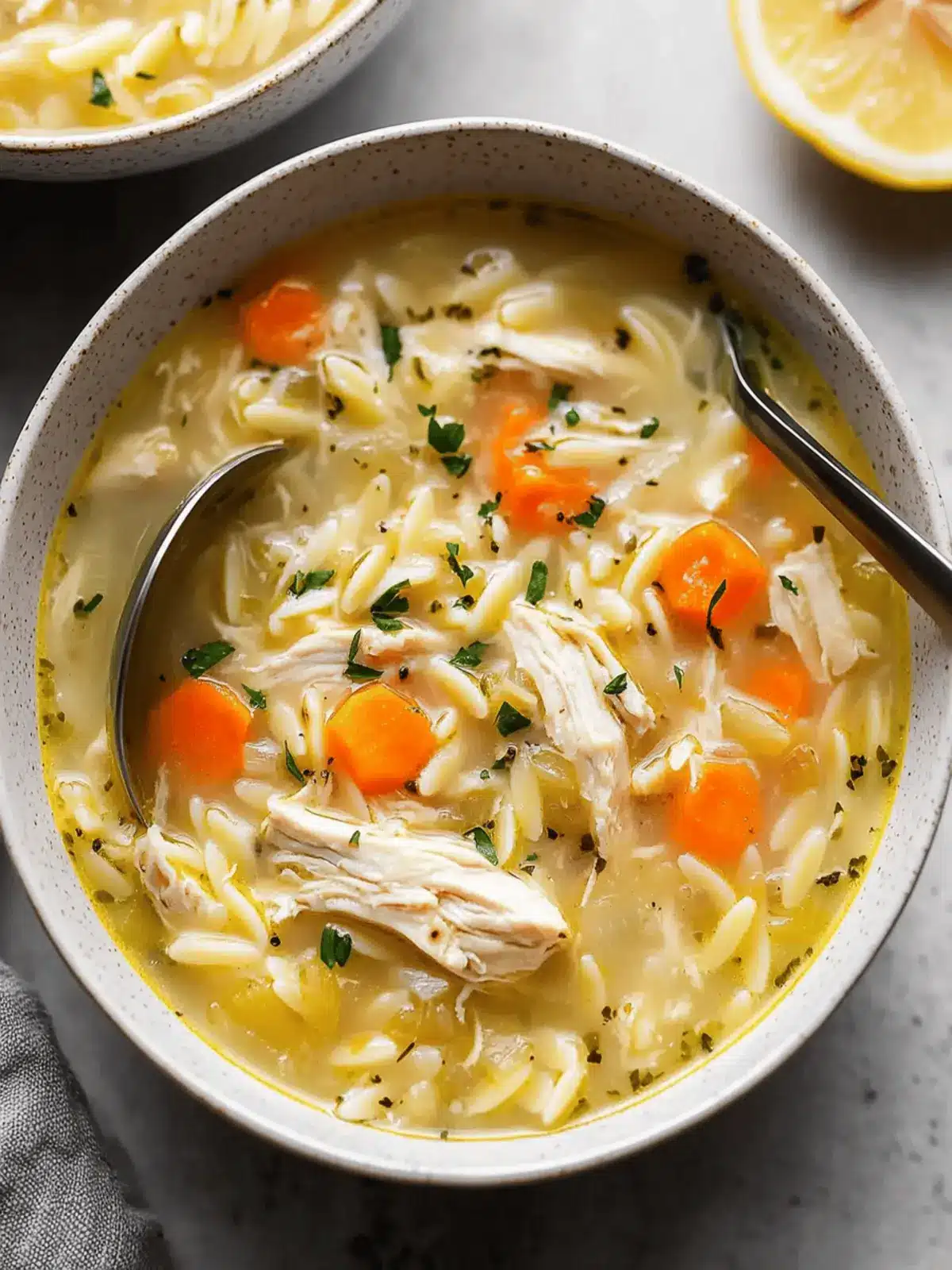 Lemon Chicken Orzo Soup