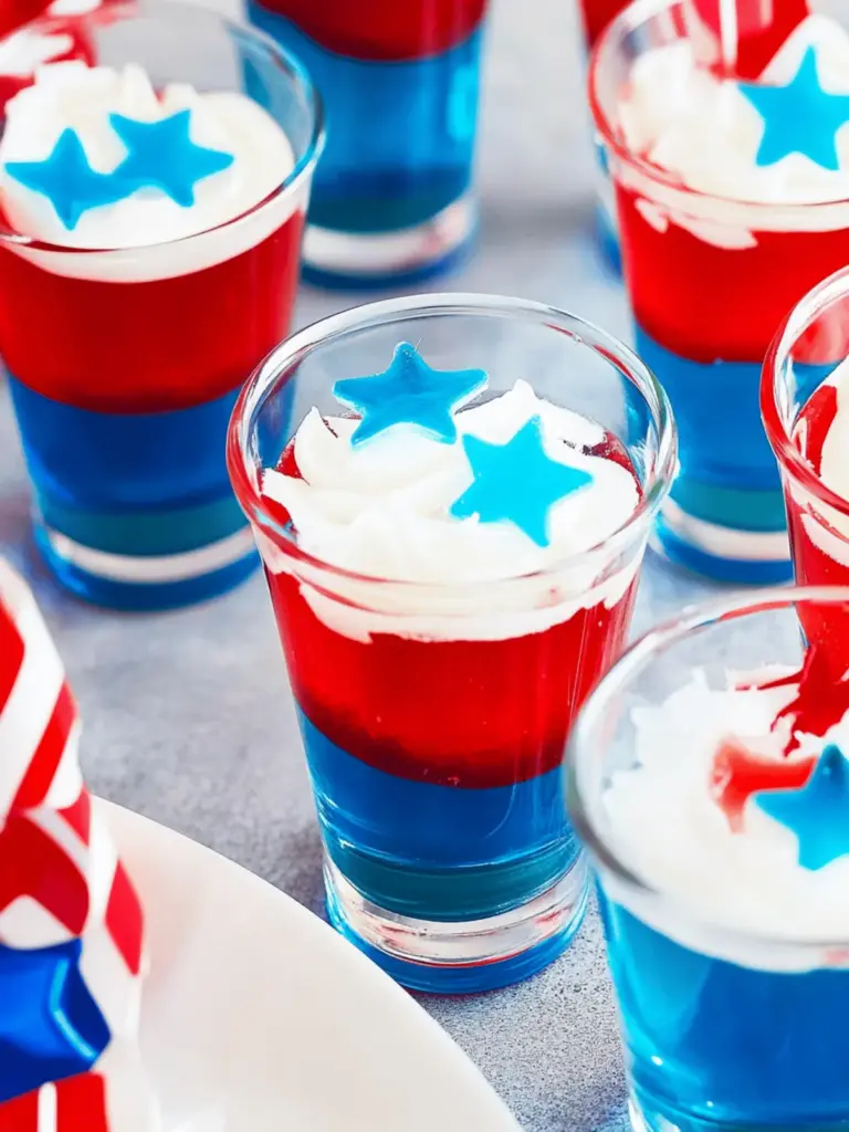 red white and blue Jello shots