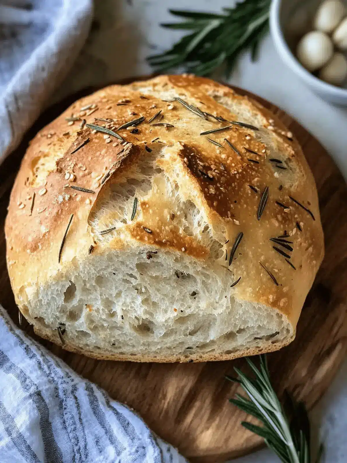 Rosemary Garlic No-Knead Bread