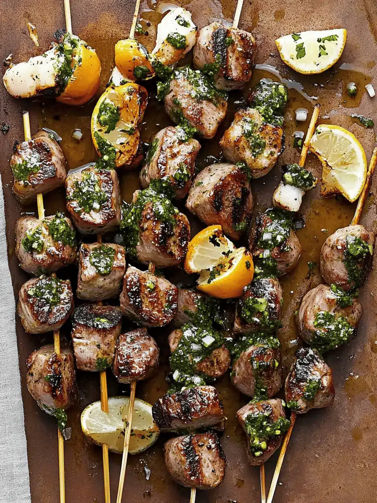 Surf and Turf Kebabs with Chimichurri Sauce