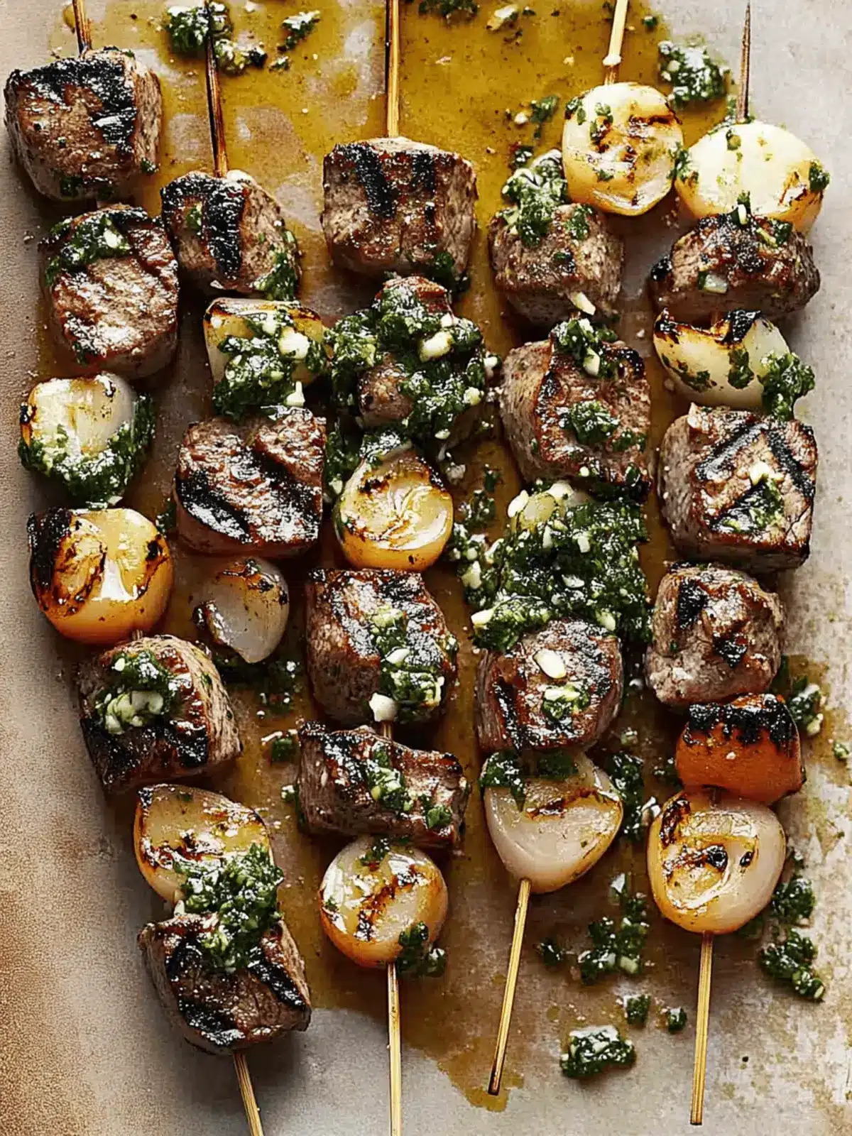 Surf and Turf Kebabs with Chimichurri Sauce