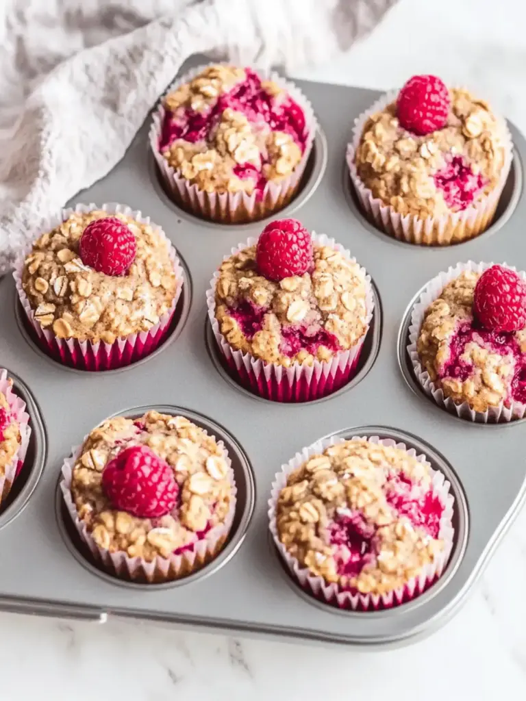 Raspberry Protein Oatmeal Muffins