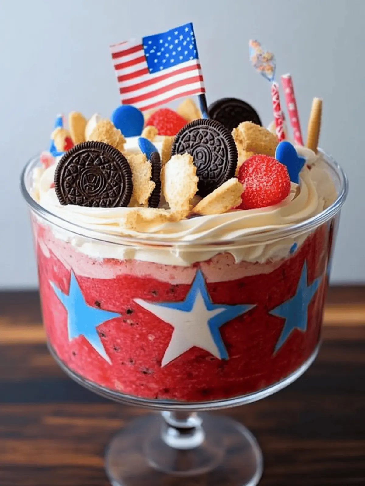 Red White and Blue Oreo Trifle Dessert