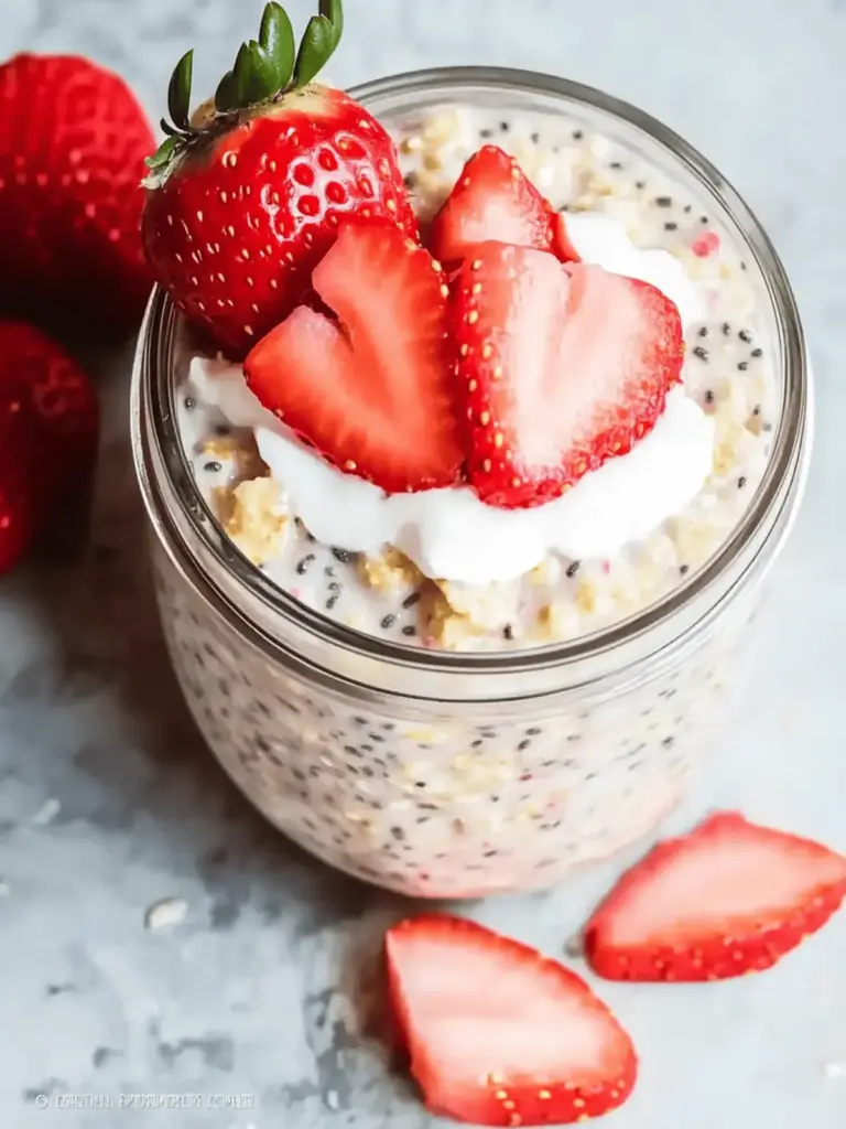 Strawberry Rhubarb Protein Overnight Oats