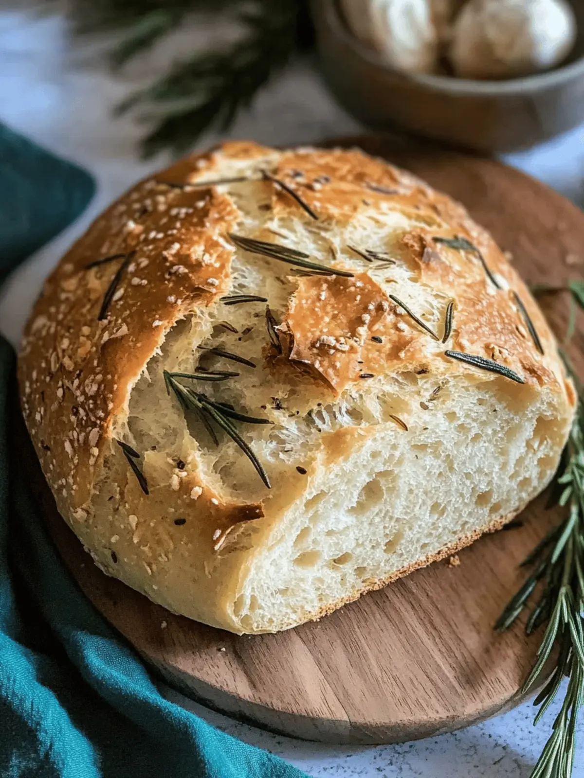Rosemary Garlic No-Knead Bread