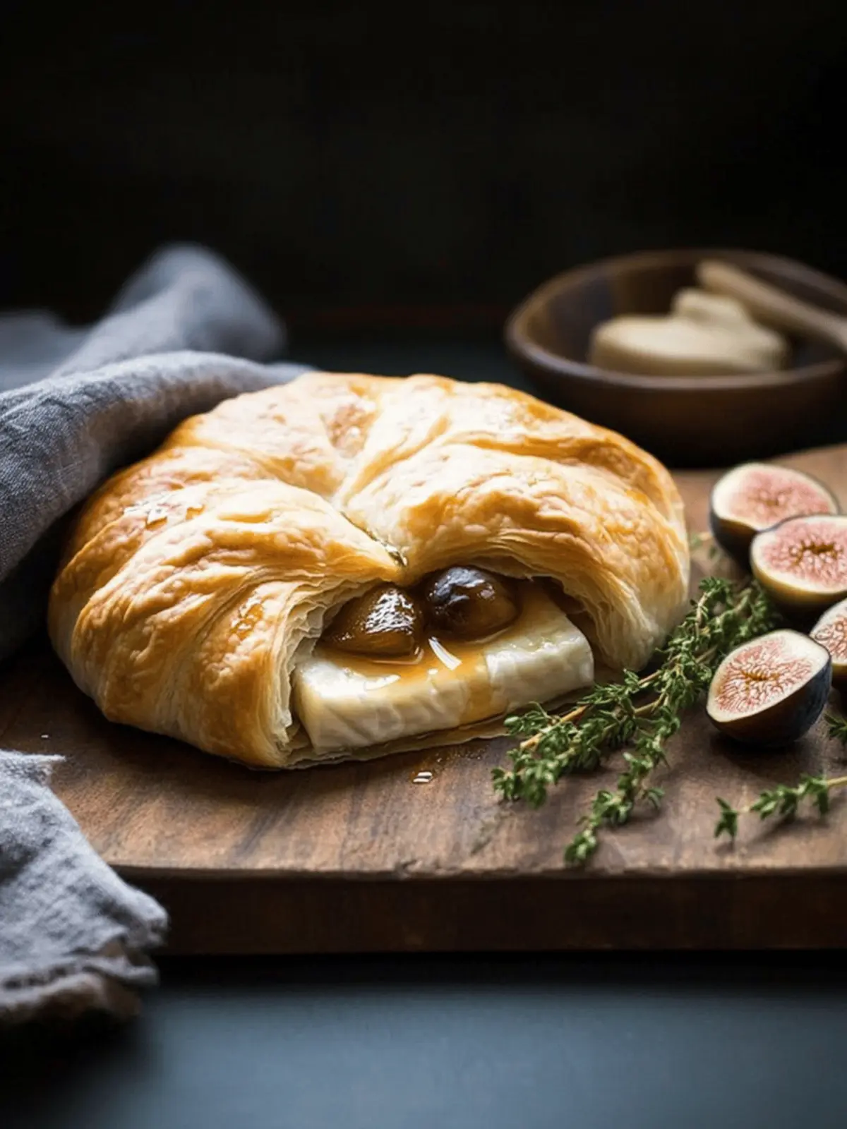 Baked Brie in Puff Pastry with Honey and Fig